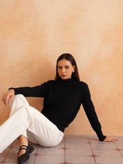 Black Pull Over Full Sleeve Sweaters Beatnik