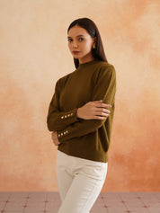 Pull Over Olive Green Sweaters Beatnik