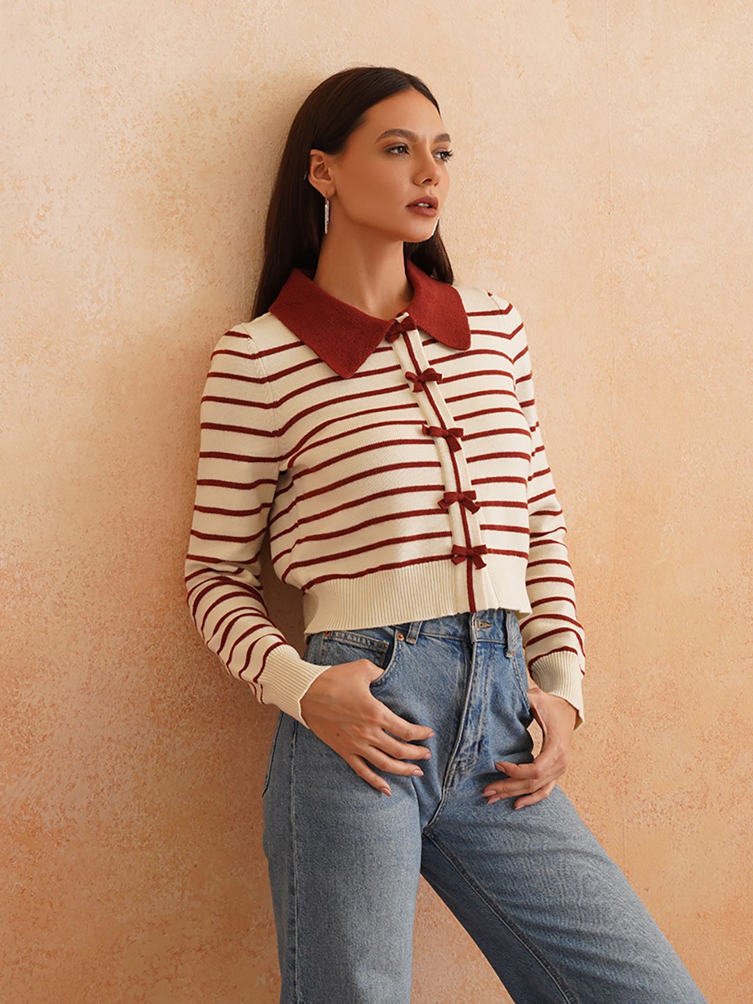 Cardigan Red Sweaters Beatnik