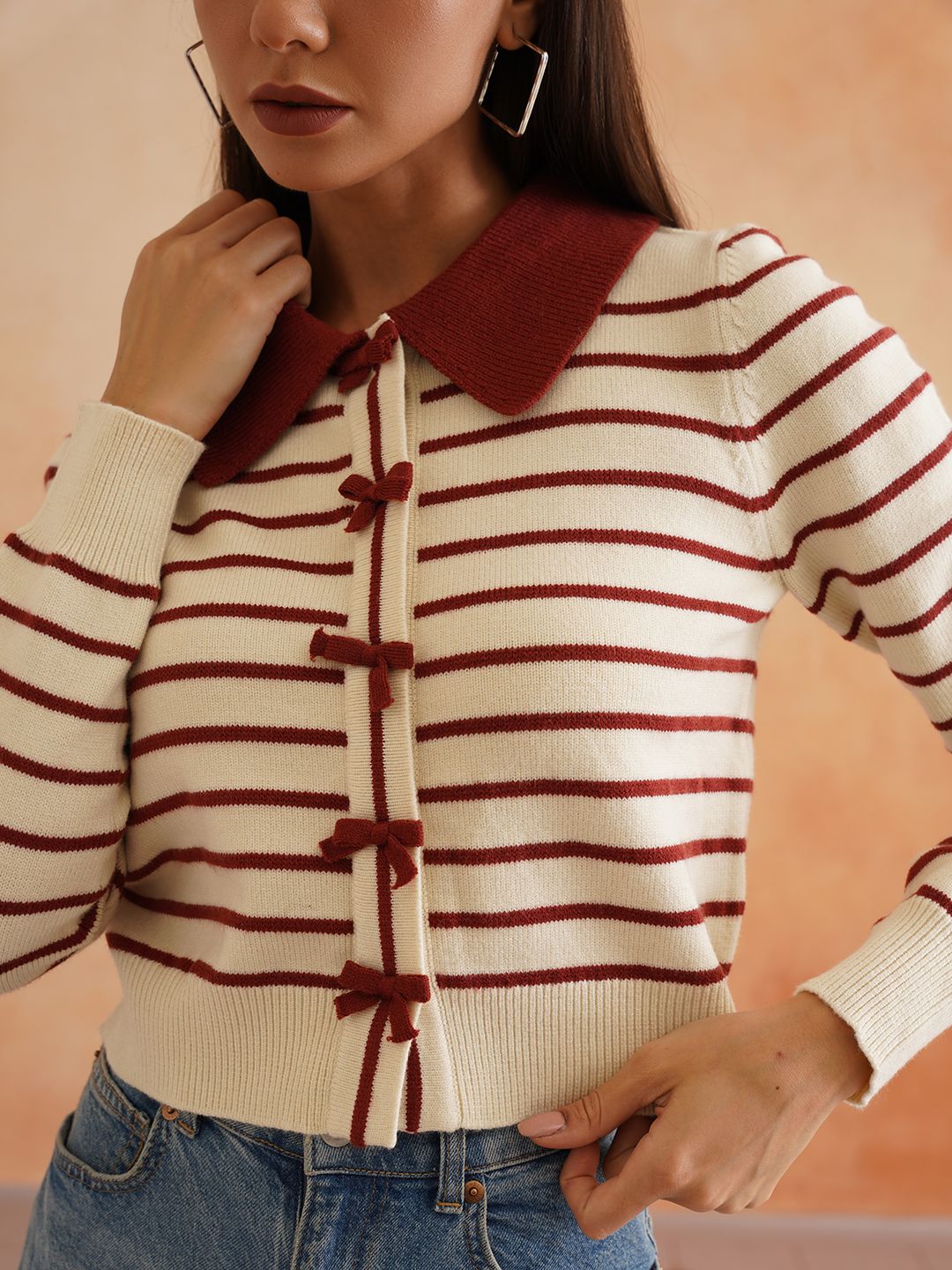 Cardigan Red Sweaters Beatnik