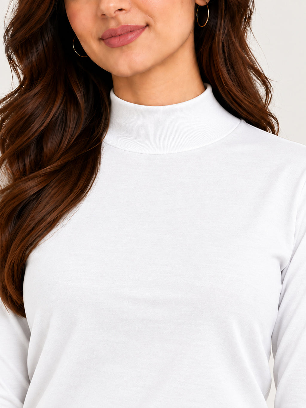 Women’s White Full Sleeve High-Neck Sweater – Viscose Blend