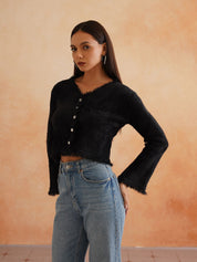 Cardigan Black Full Sleeves Sweaters Beatnik