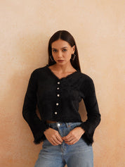 Cardigan Black Full Sleeves Sweaters Beatnik