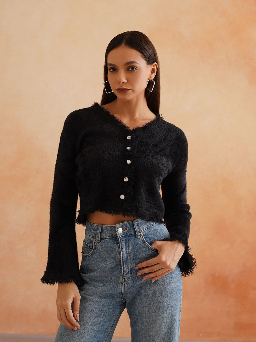 Cardigan Black Full Sleeves Sweaters Beatnik