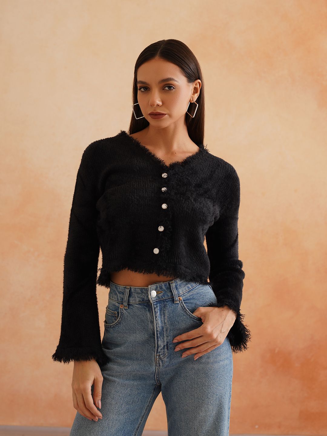 Cardigan Black Full Sleeves Sweaters Beatnik