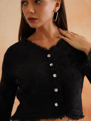 Cardigan Black Full Sleeves Sweaters Beatnik