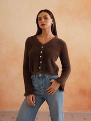 Cardigan Brown Full Sleeves Sweaters Beatnik