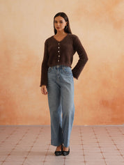 Cardigan Brown Full Sleeves Sweaters Beatnik