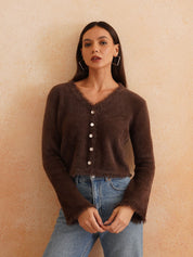 Cardigan Brown Full Sleeves Sweaters Beatnik