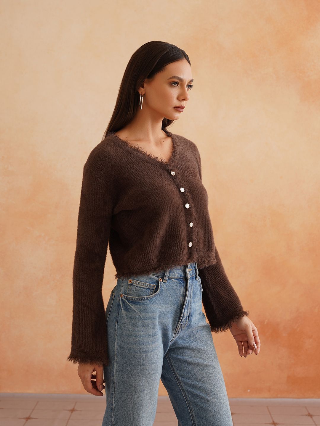 Cardigan Brown Full Sleeves Sweaters Beatnik