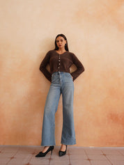 Cardigan Brown Full Sleeves Sweaters Beatnik