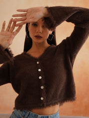 Cardigan Brown Full Sleeves Sweaters Beatnik
