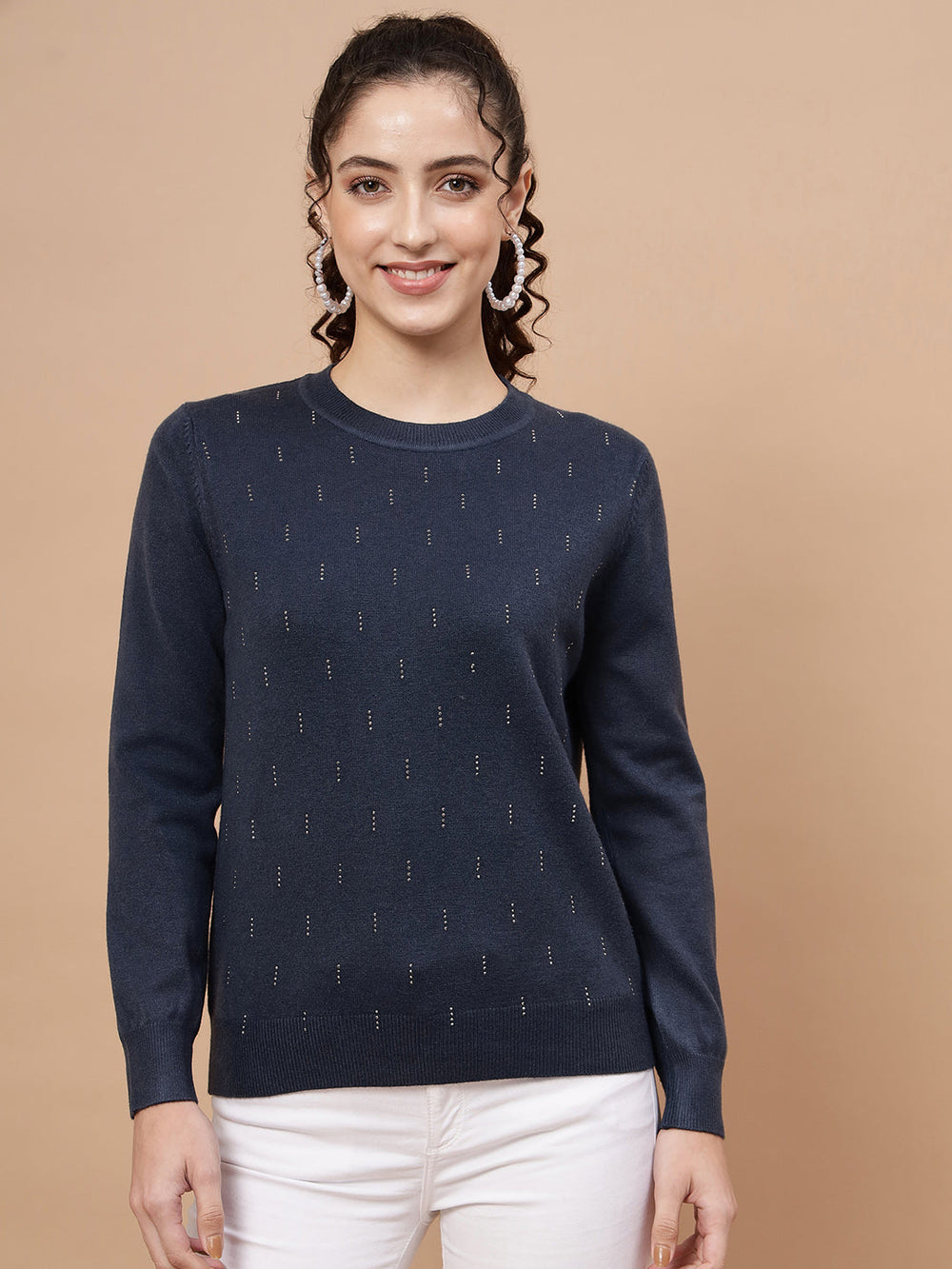 Beatnik Dark Blue Pull Over Womens Sweaters Beatnik India