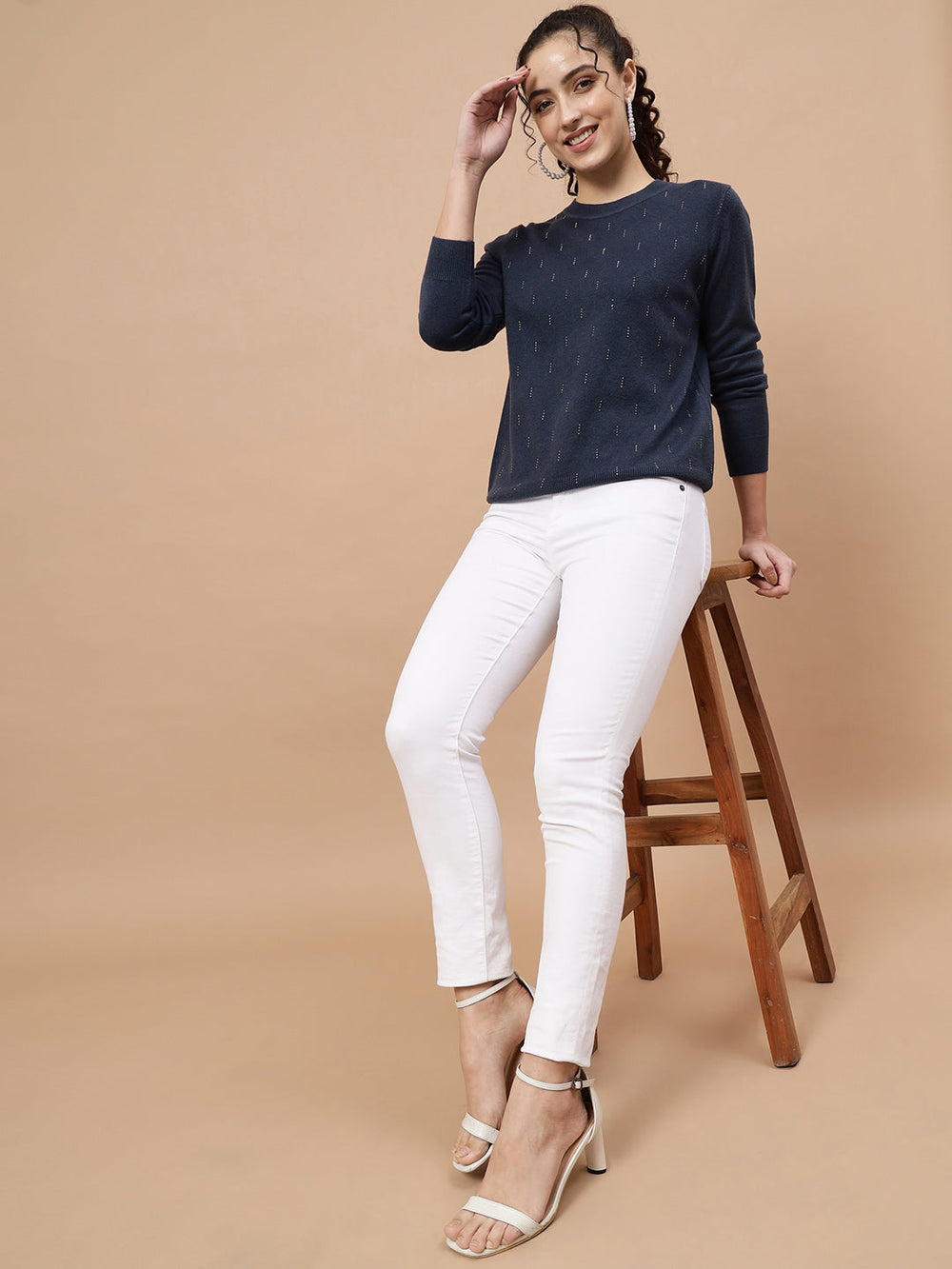 Beatnik Dark Blue Pull Over Womens Sweaters Beatnik India