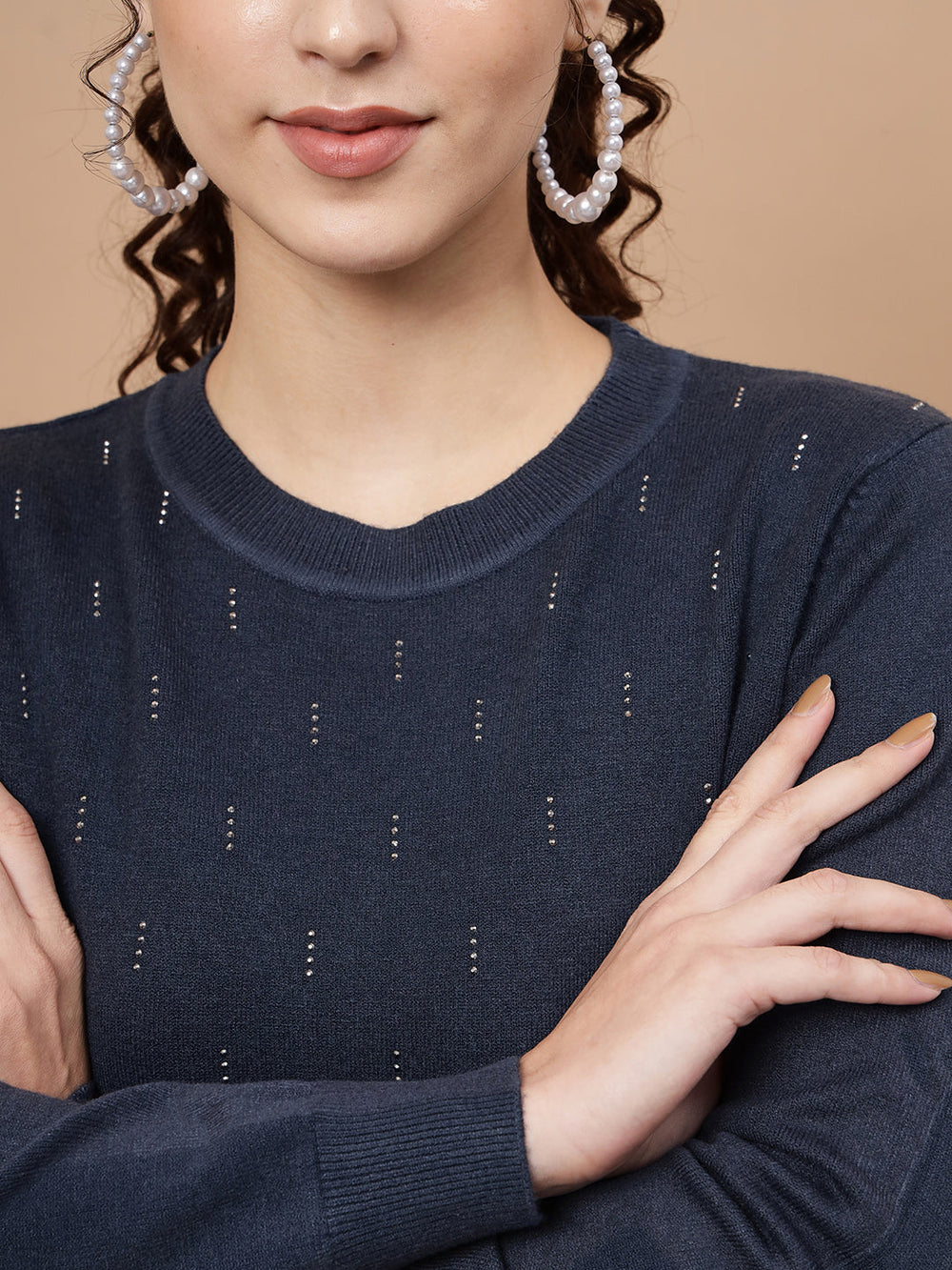 Beatnik Dark Blue Pull Over Womens Sweaters Beatnik India