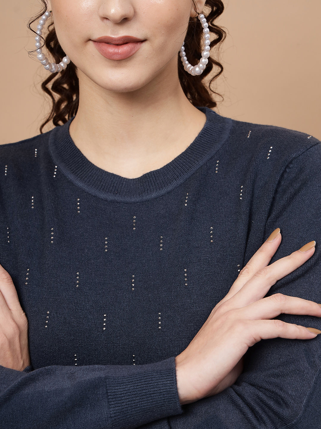 Beatnik Dark Blue Pull Over Womens Sweaters Beatnik India