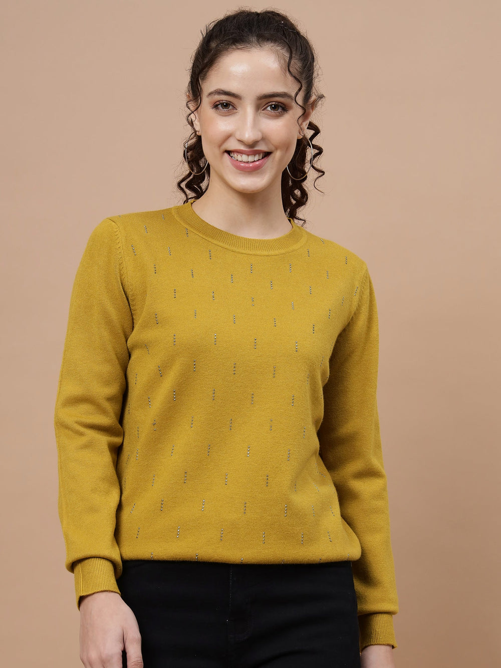 Beatnik Mustard Pull Over Womens Sweaters Beatnik India