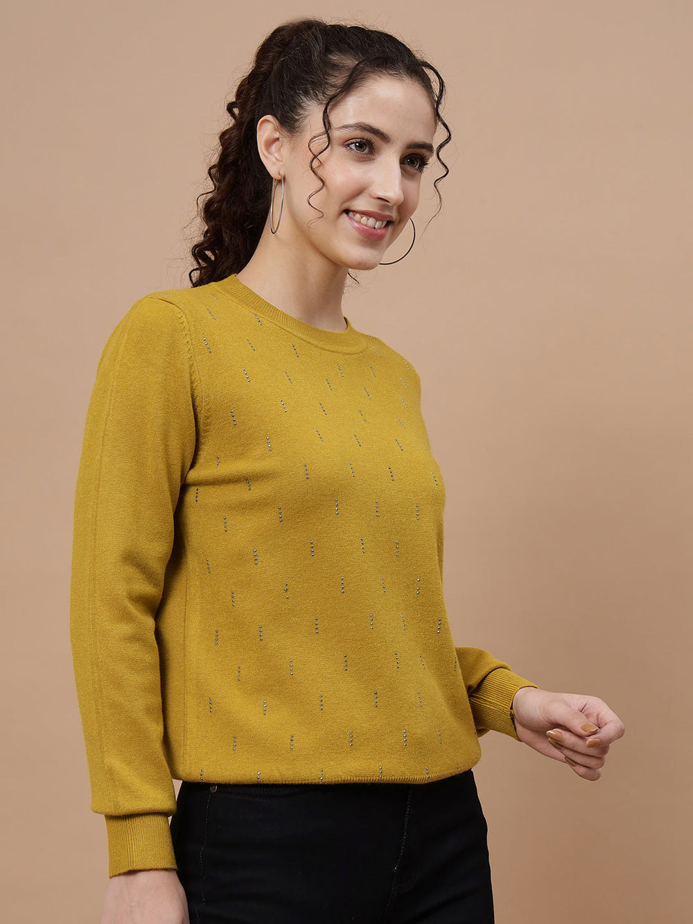 Beatnik Mustard Pull Over Womens Sweaters Beatnik India