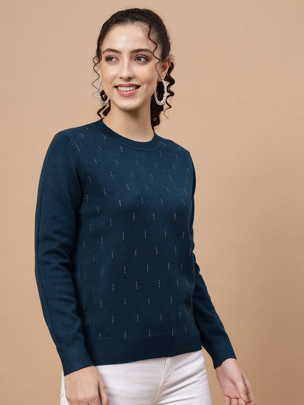 Beatnik Navy Blue Pull Over Womens Sweaters Beatnik India