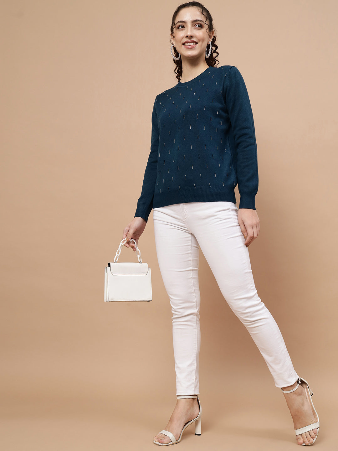 Beatnik Navy Blue Pull Over Womens Sweaters Beatnik India