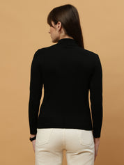 Beatnik Regular Full Sleeves Pull Over Black Womens Sweaters Beatnik India