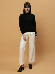 Beatnik Regular Full Sleeves Pull Over Black Womens Sweaters Beatnik India