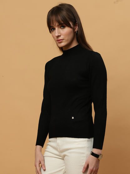 Beatnik Regular Full Sleeves Pull Over Black Womens Sweaters Beatnik India