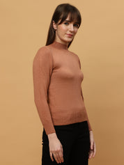 Beatnik Regular Full Sleeves Pull Over Womens Brown Sweaters Beatnik India