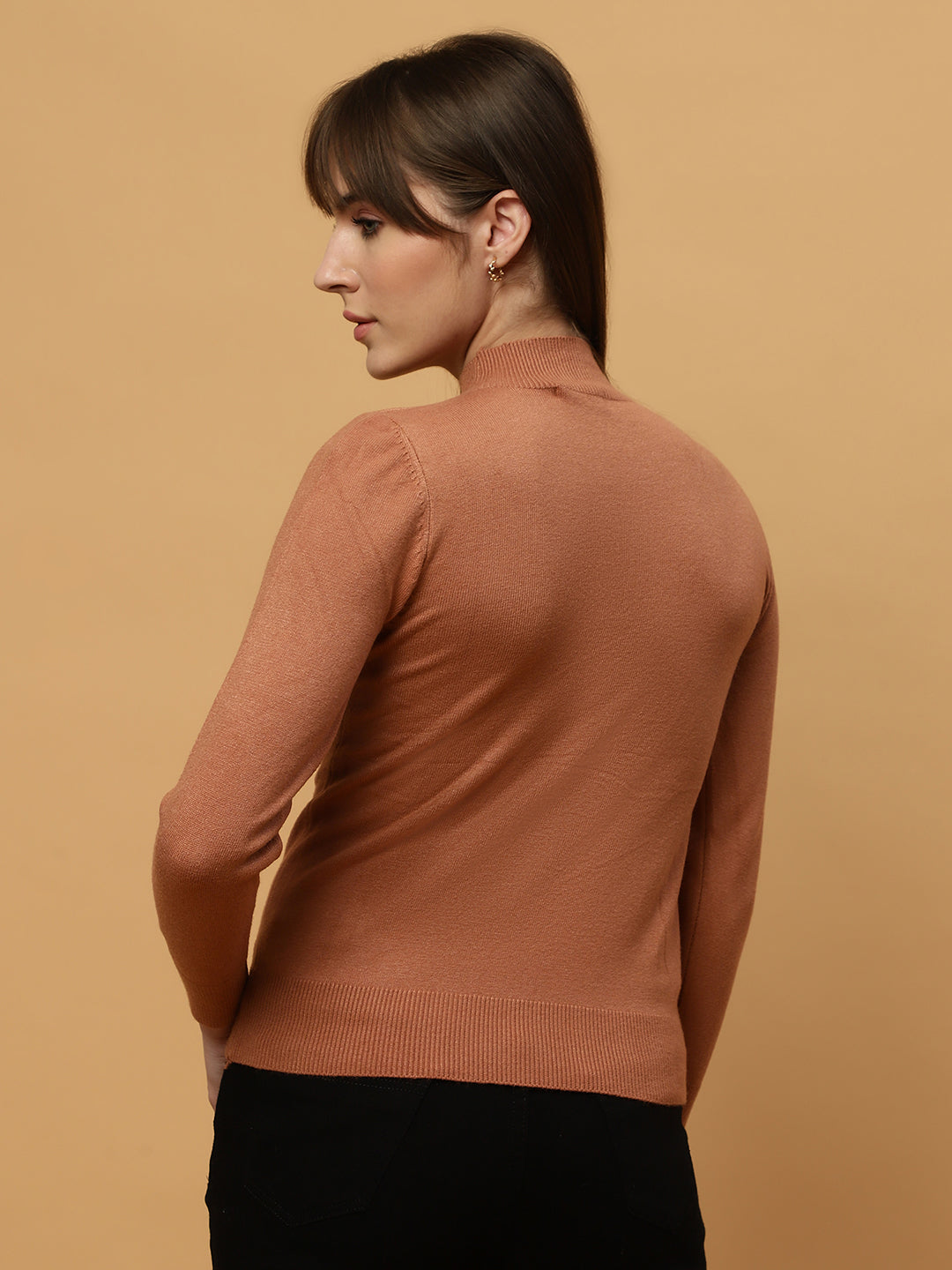 Beatnik Regular Full Sleeves Pull Over Womens Brown Sweaters Beatnik India