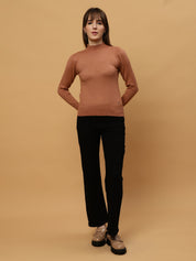 Beatnik Regular Full Sleeves Pull Over Womens Brown Sweaters Beatnik India