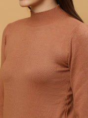 Beatnik Regular Full Sleeves Pull Over Womens Brown Sweaters Beatnik India