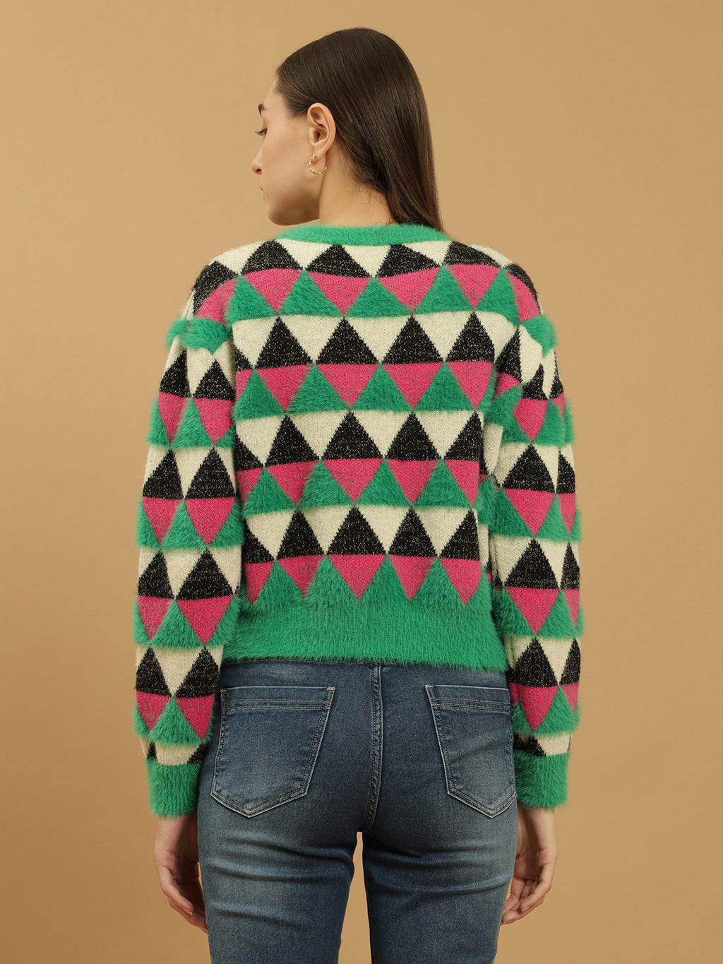 Beatnik Abstract Sequins Regular Full Sleeves Pull Over Womens Sweaters Beatnik India