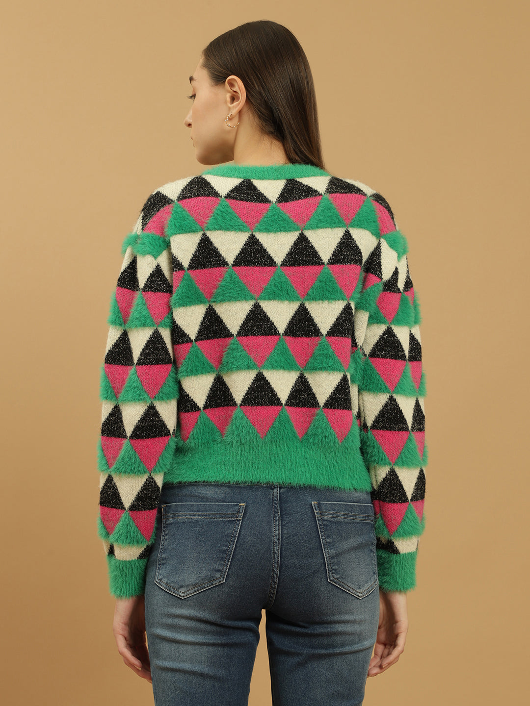 Beatnik Abstract Sequins Regular Full Sleeves Pull Over Womens Sweaters Beatnik India