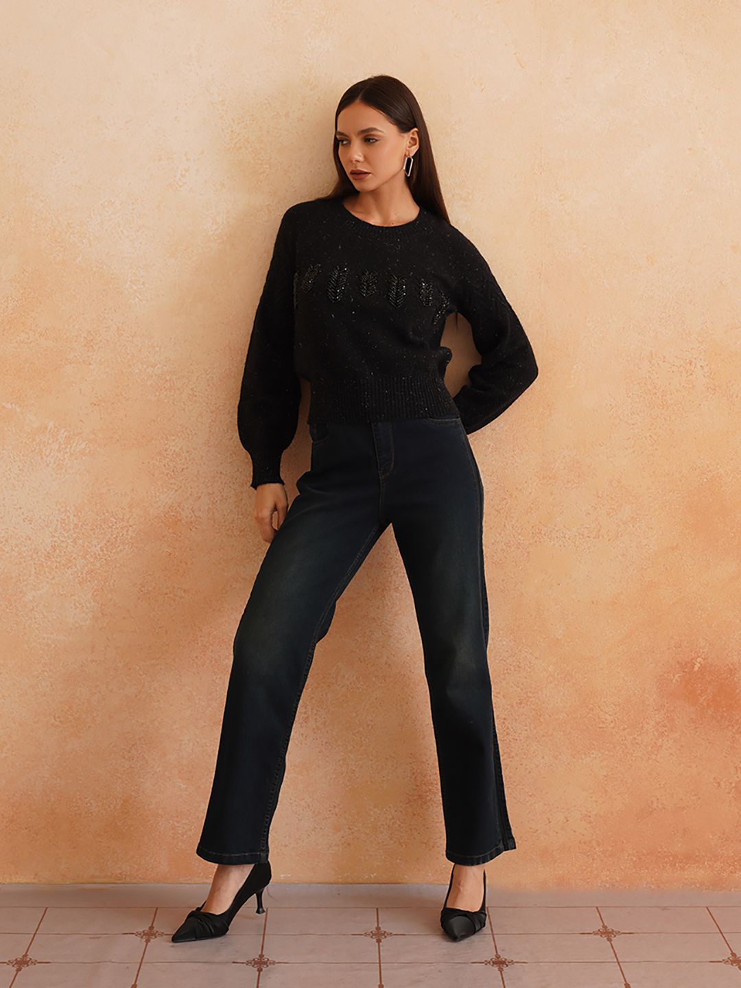 Pull Over Black Sweaters Beatnik