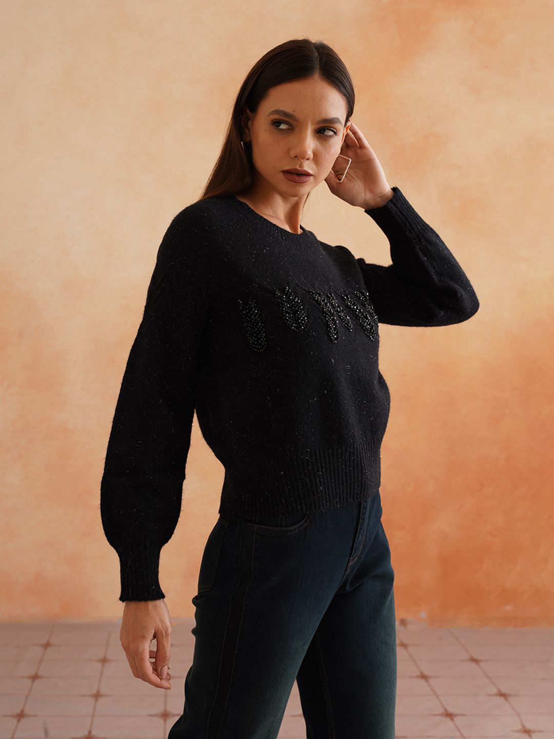 Pull Over Black Sweaters Beatnik
