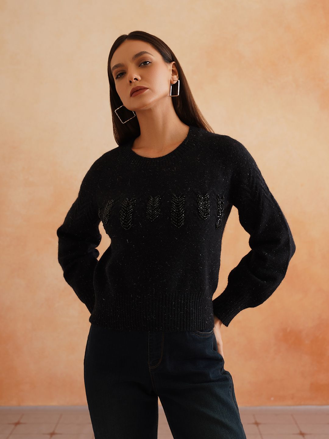 Pull Over Black Sweaters Beatnik