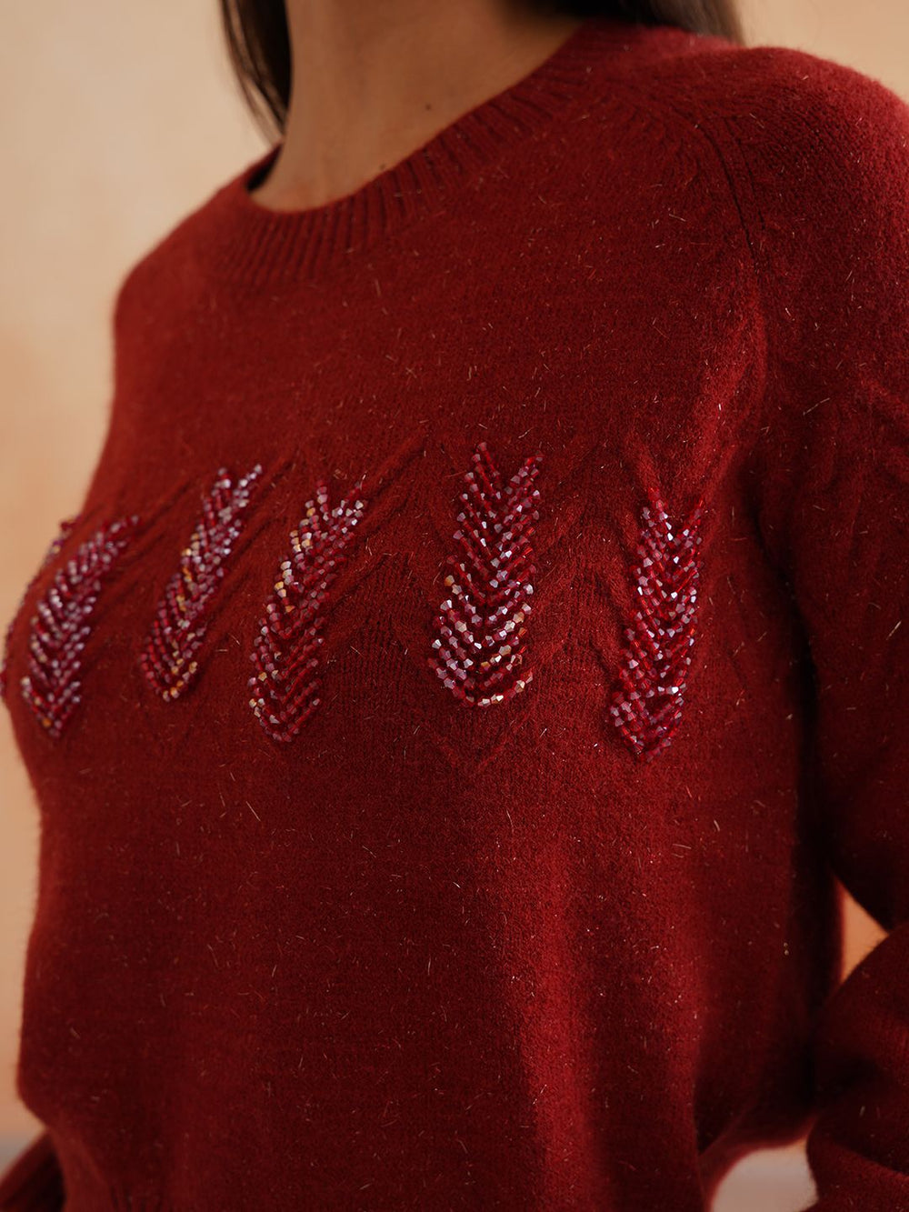 Pull Over Dark Red Sweaters Beatnik