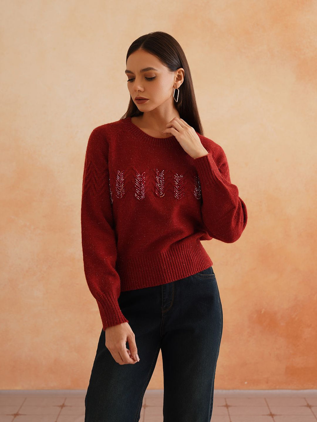 Pull Over Dark Red Sweaters Beatnik