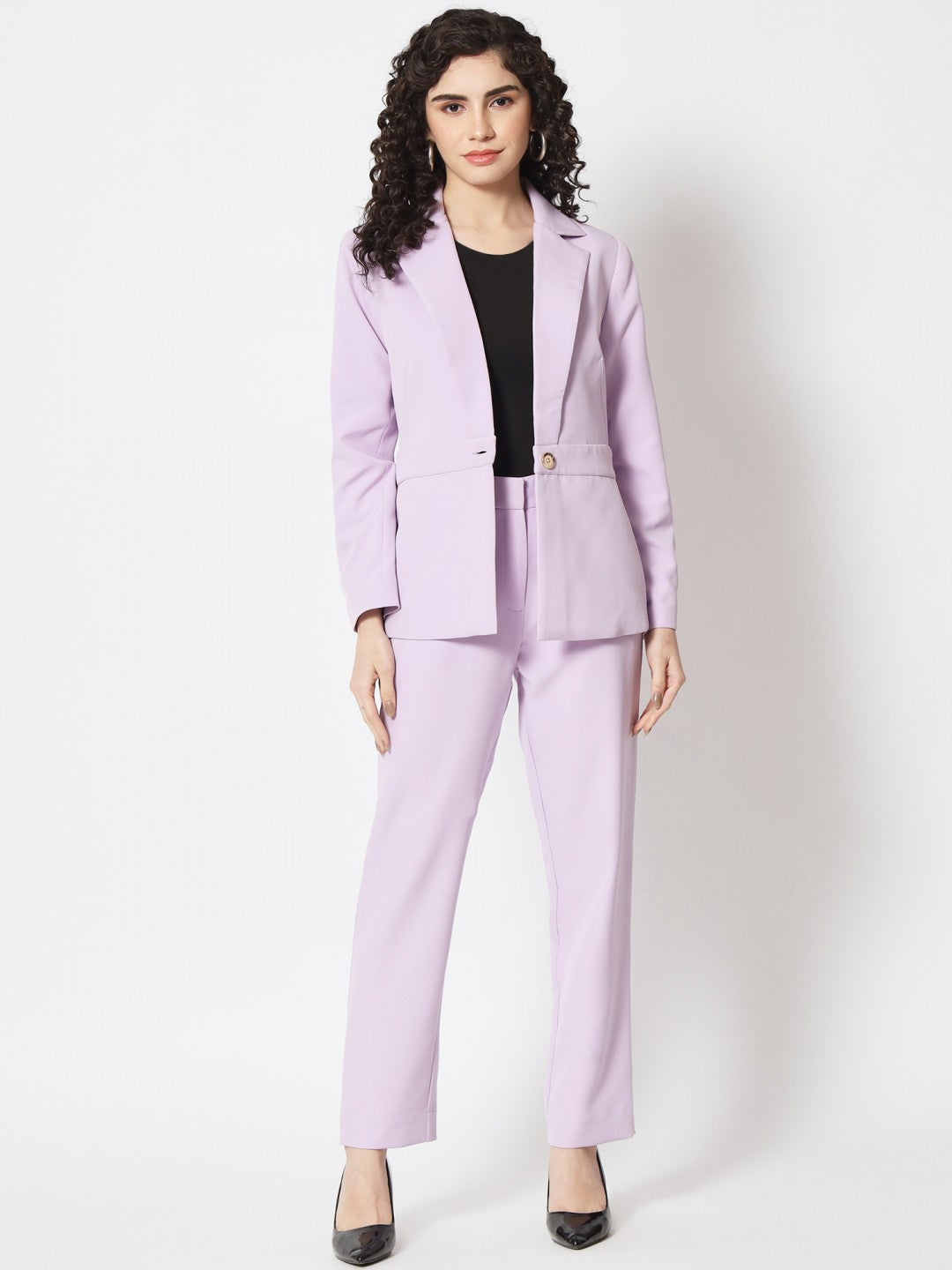 Beatnik Fitted Full Sleeve Solid Violet Women's Western Suits Beatnik India