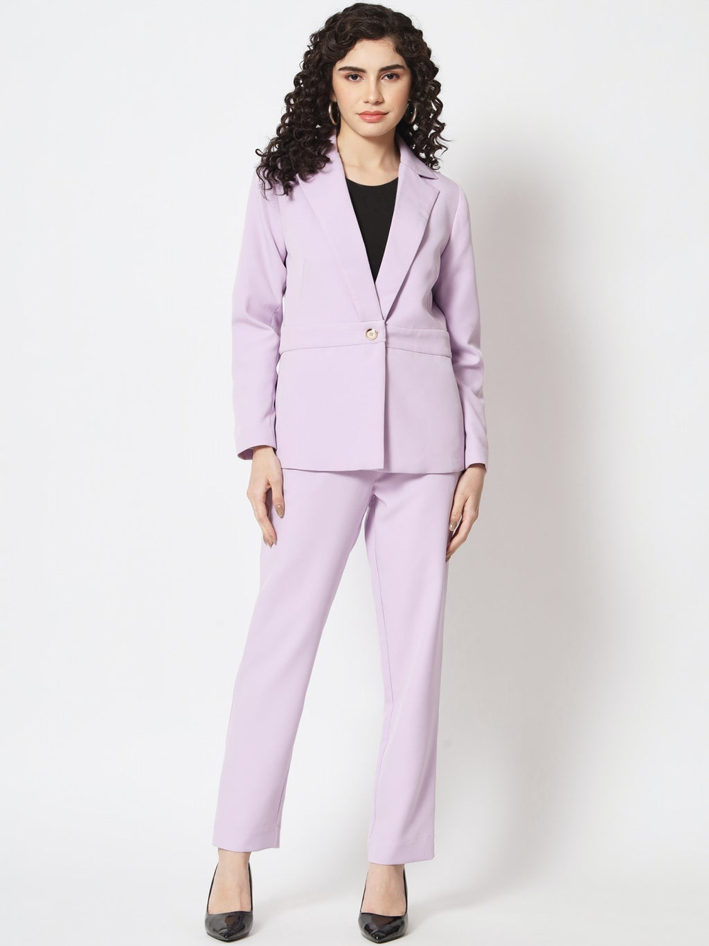 Beatnik Fitted Full Sleeve Solid Violet Women's Western Suits Beatnik India