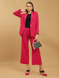 Beatnik Notched Lapel Longline Regular Fuchsia Womens Western Suits Beatnik India