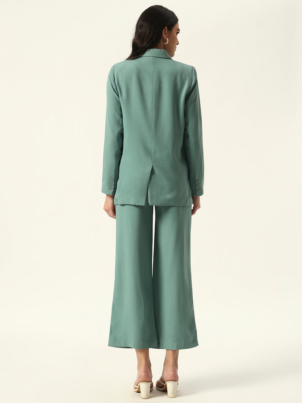 Sea Green 2 Pieces Notched Lapel Single-Breasted Blazer & Pant Suit