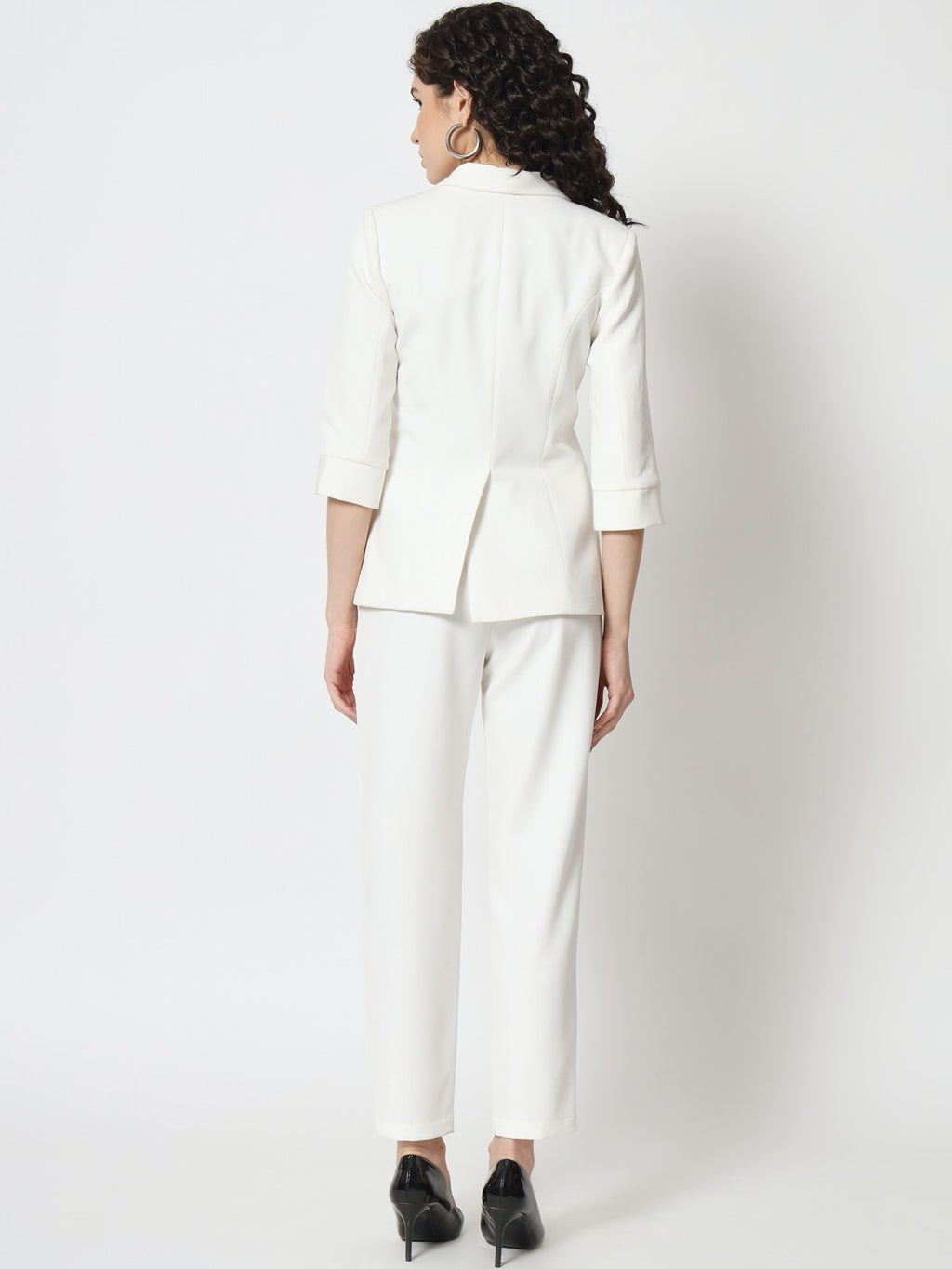 Beatnik Polyester Notched Lapel White Womens Western Suits Beatnik India