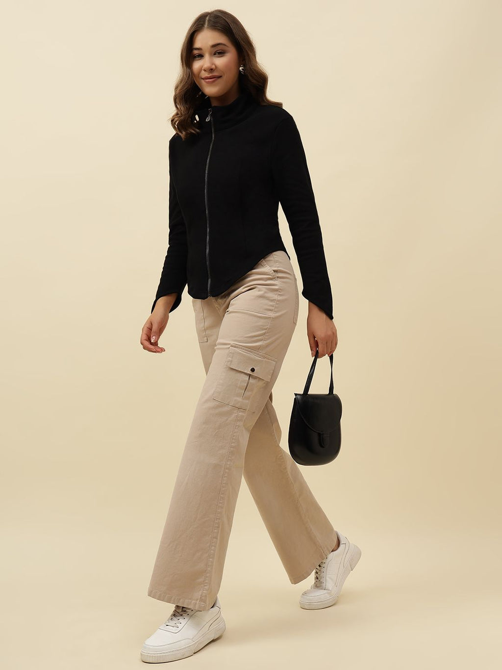 Front Open Full Sleeve Black Sweatshirts Beatnik