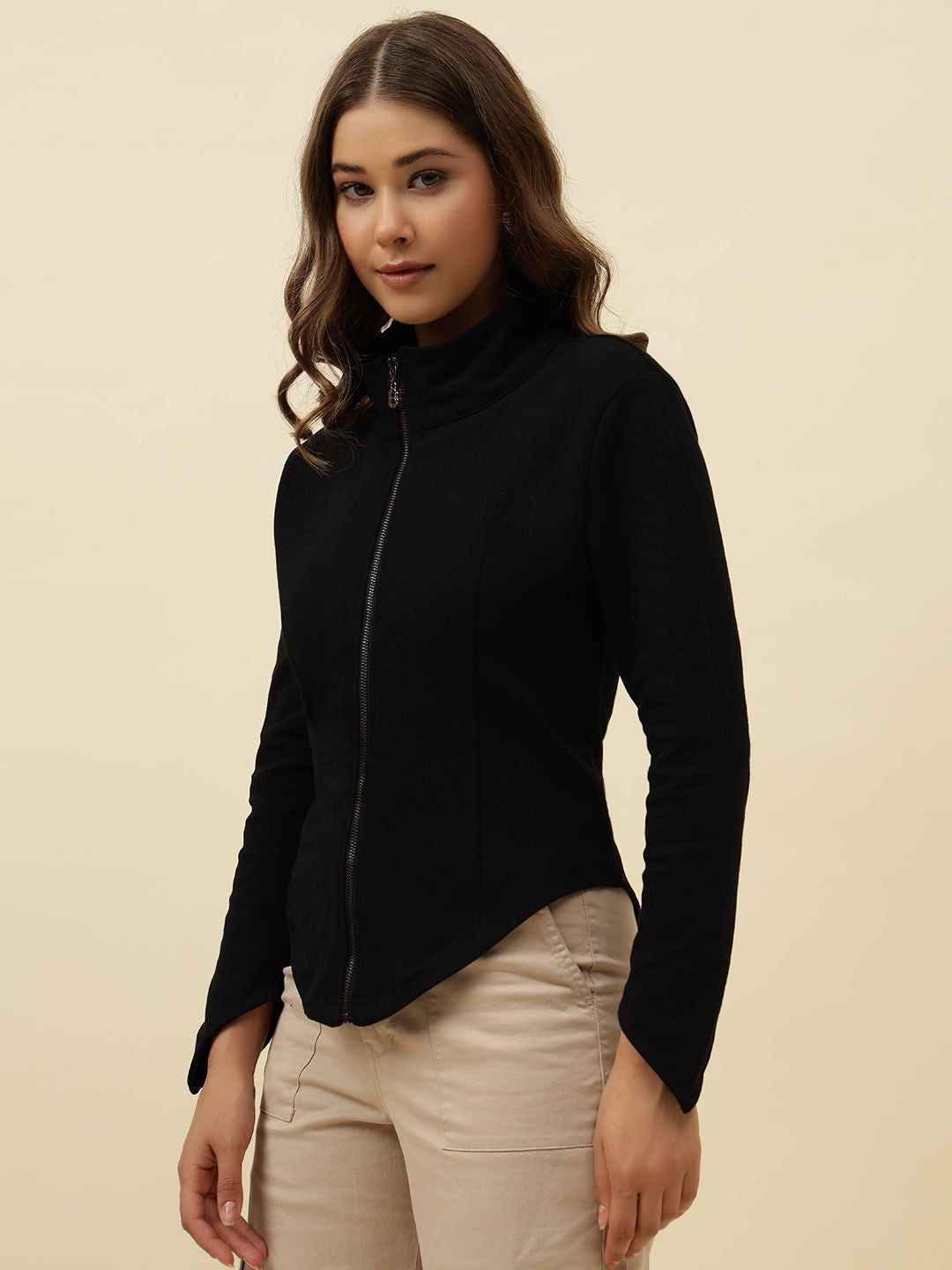 Front Open Full Sleeve Black Sweatshirts Beatnik