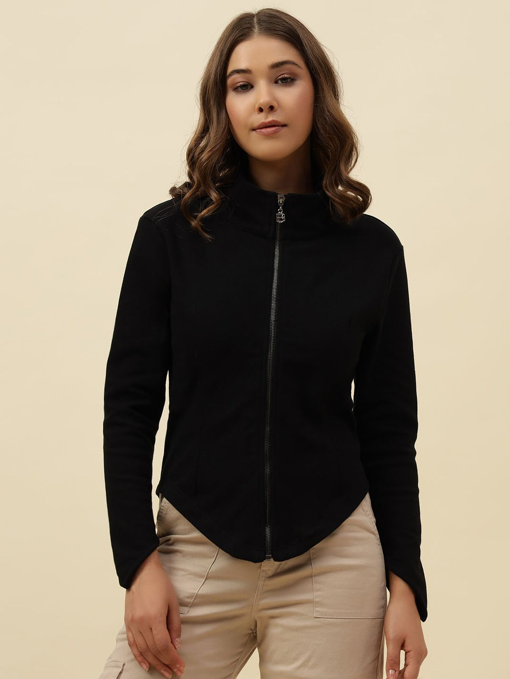 Front Open Full Sleeve Black Sweatshirts Beatnik