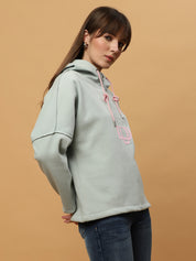 Beatnik Casual Wear Hooded Light Green Sweatshirts Beatnik India