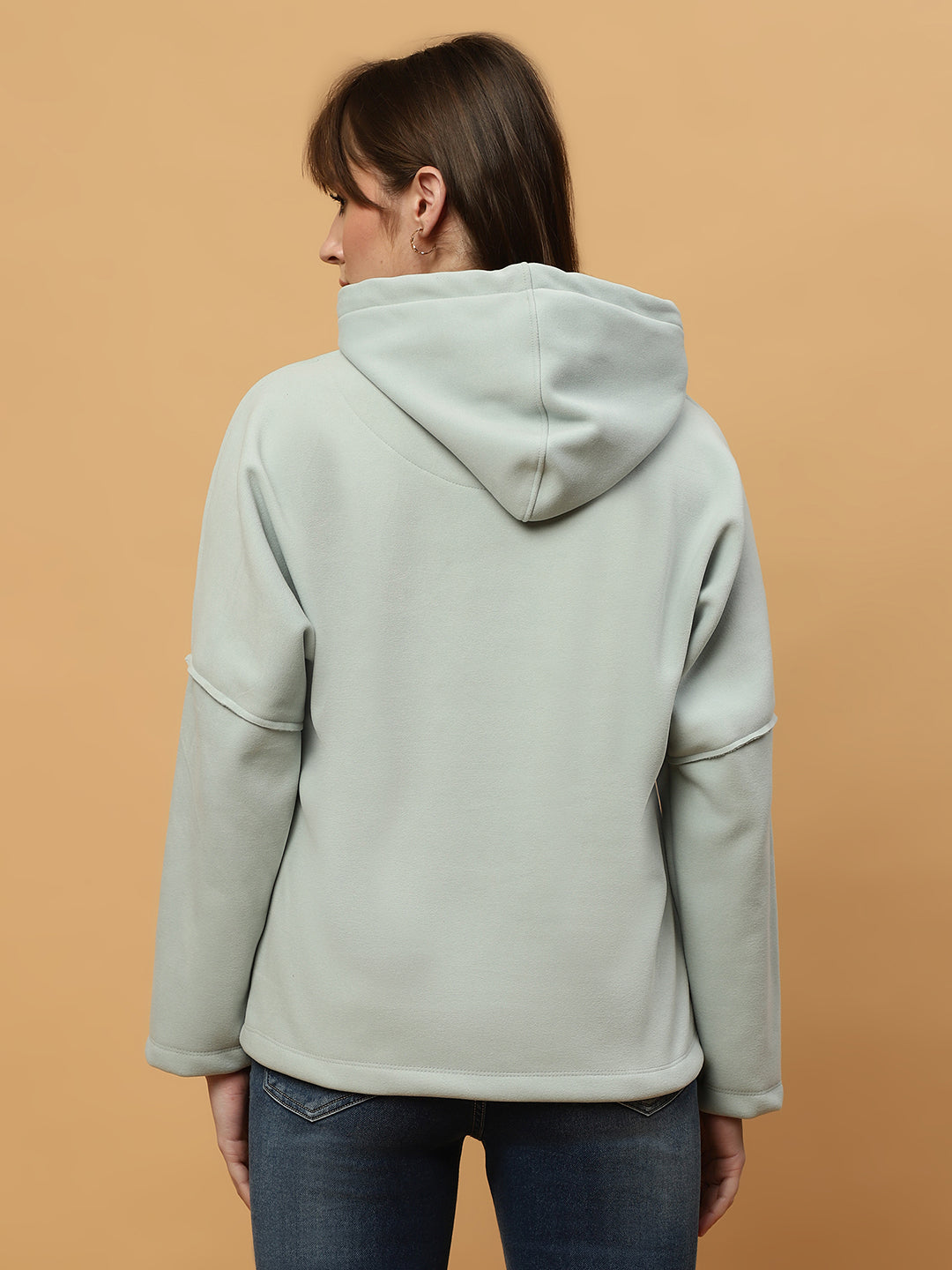 Beatnik Casual Wear Hooded Light Green Sweatshirts Beatnik India