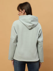 Beatnik Casual Wear Hooded Light Green Sweatshirts Beatnik India