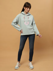 Beatnik Casual Wear Hooded Light Green Sweatshirts Beatnik India